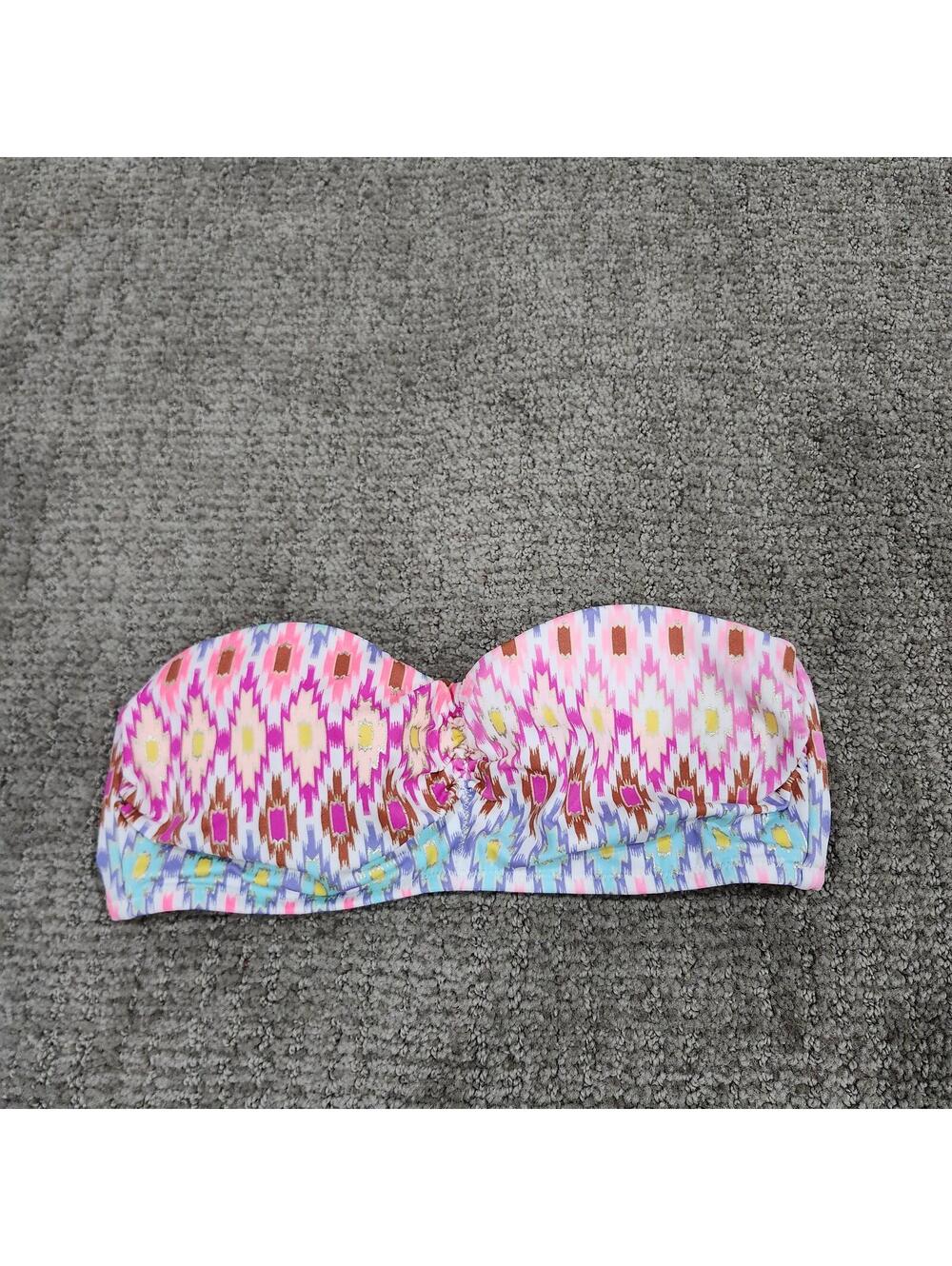 Victoria's Secret Multicolor Printed Strapless Bandeau Bikini Swim Top Size 32A